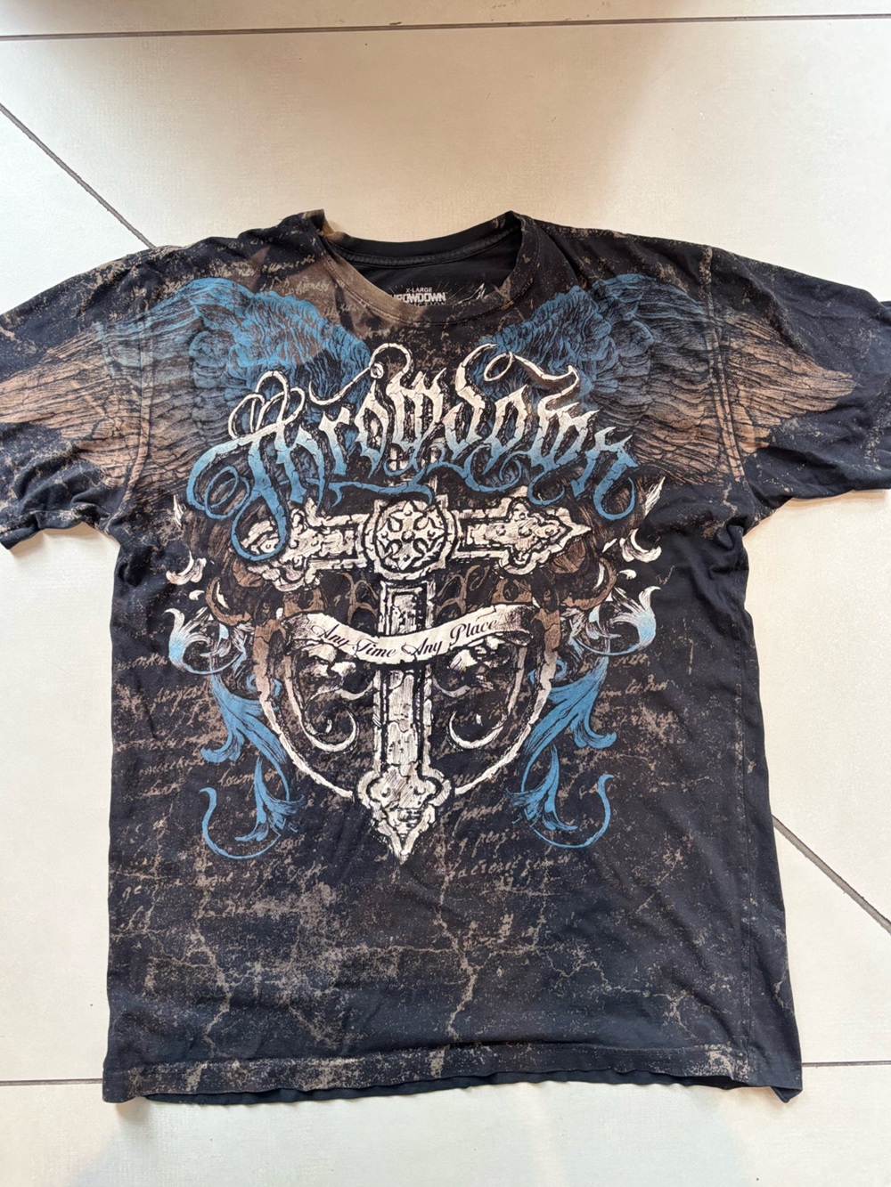 Affliction Men’s Black Graphic Cross T-Shirt